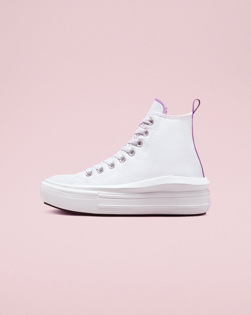 Pantofi Platforma Fete Converse Chuck Taylor All Star Move Inalti Albi Violet Albi | RO RIEZN794